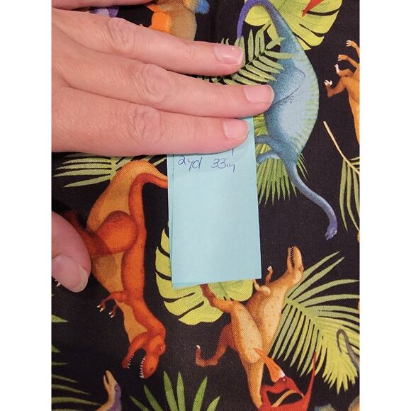 Dinosaurs and Ferns on Black Background Cotton Fabric 2 Yard 33 Inch Quilting - Picture 7 of 7